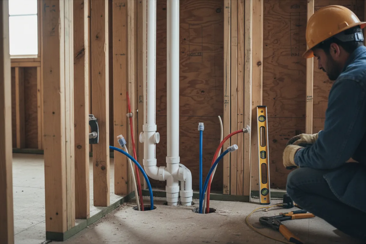 Drain and supply rough-in during Leak Detection in Randle