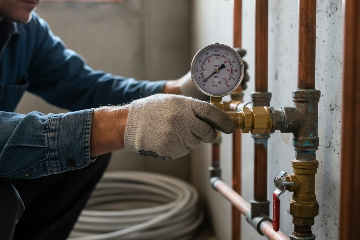 Pressure testing a repaired line during Water Line Repair in Randle